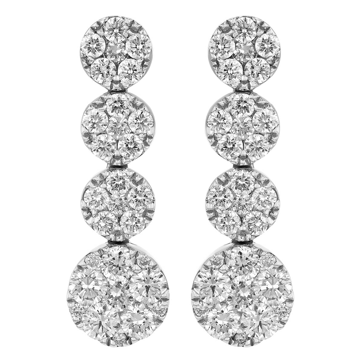 Diamond Pave Circle Drop Earrings in White Gold