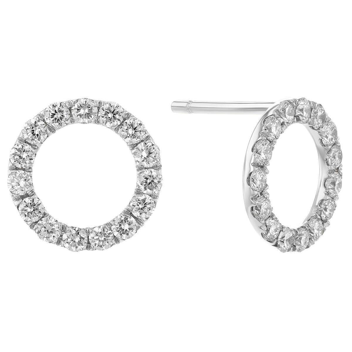 Diamond Open Circle Stud Earrings in White Gold Borsheims