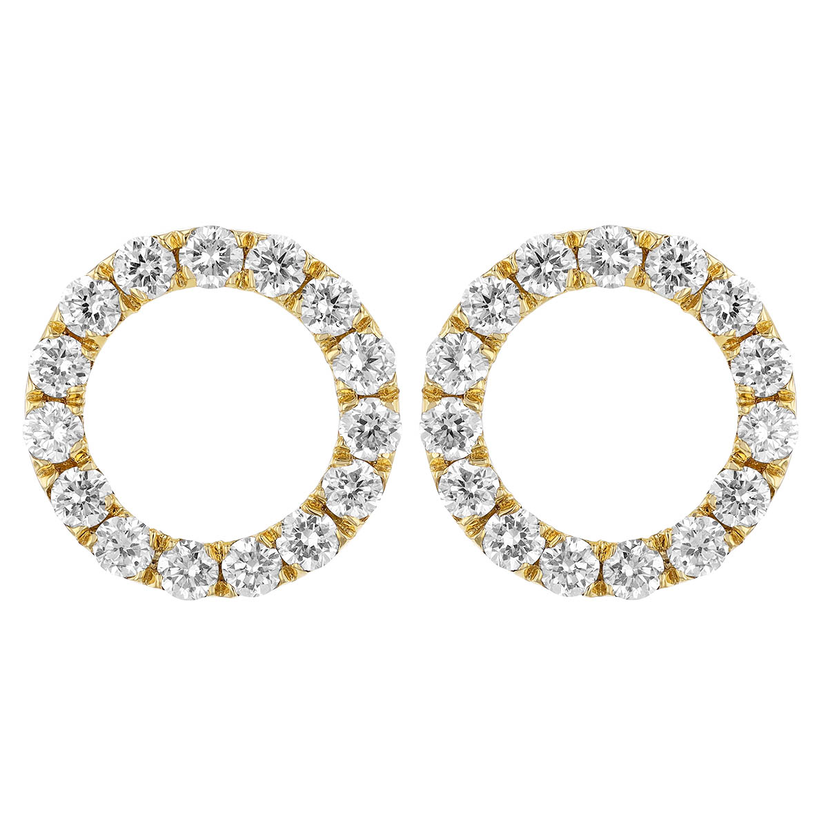 Diamond Open Circle Stud Earrings in Yellow Gold