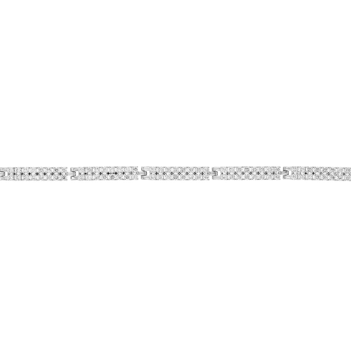 Diamond Double Row Rectangle Link Bracelet in White Gold, 6.25