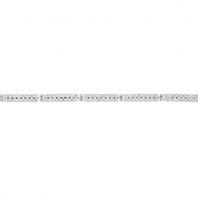 Diamond Double Row Rectangle Link Bracelet in White Gold, 6.25"