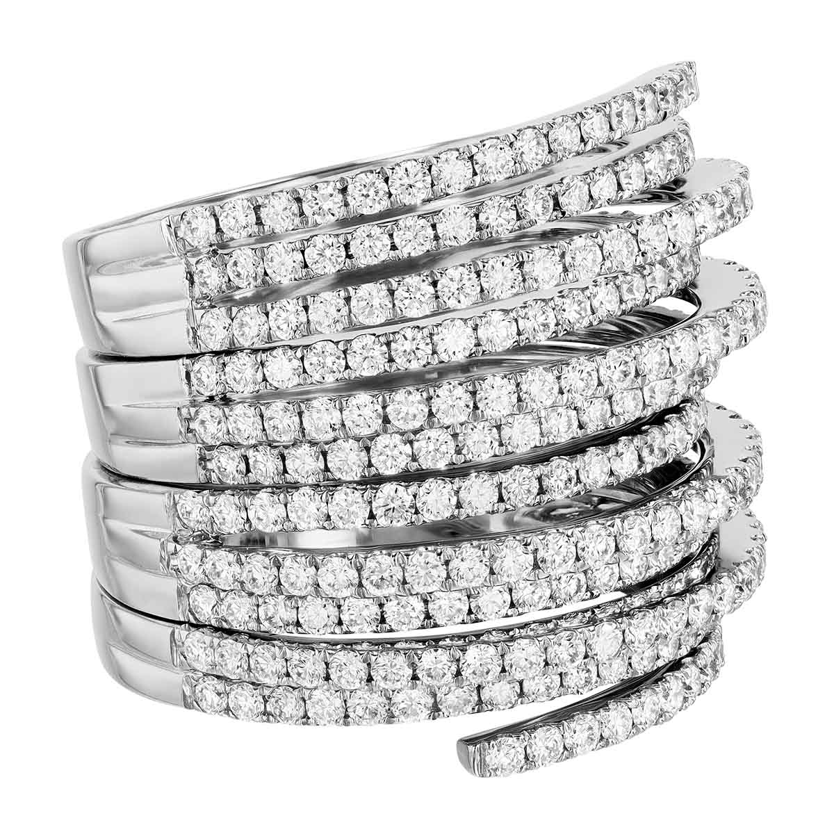 Diamond Pave Multi-Row Ring in White Gold