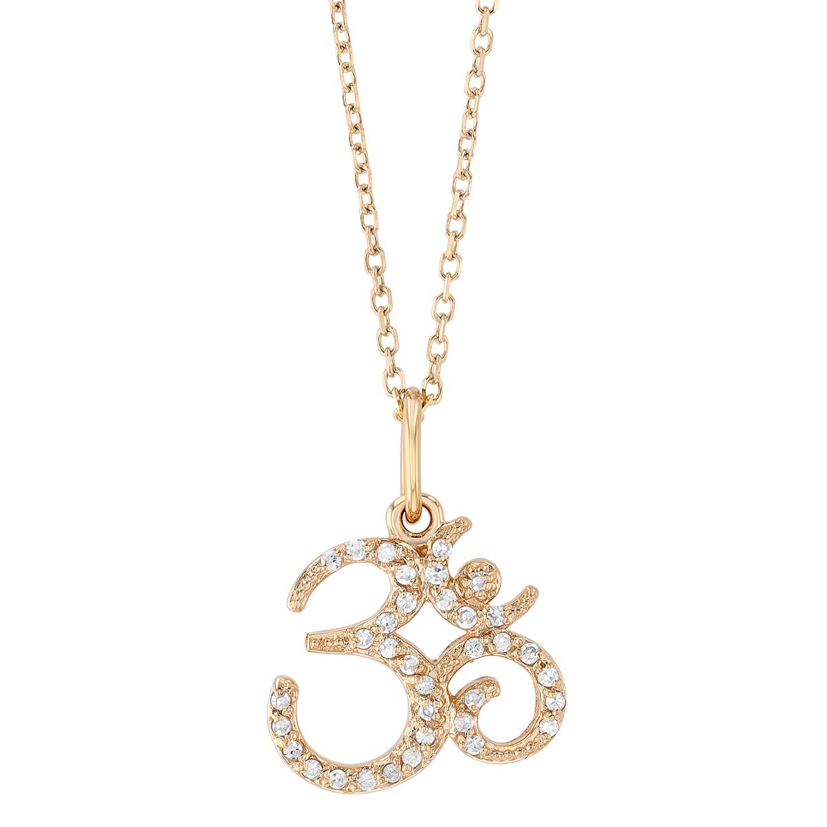 Diamond Pavé Om Pendant in Yellow Gold, 18