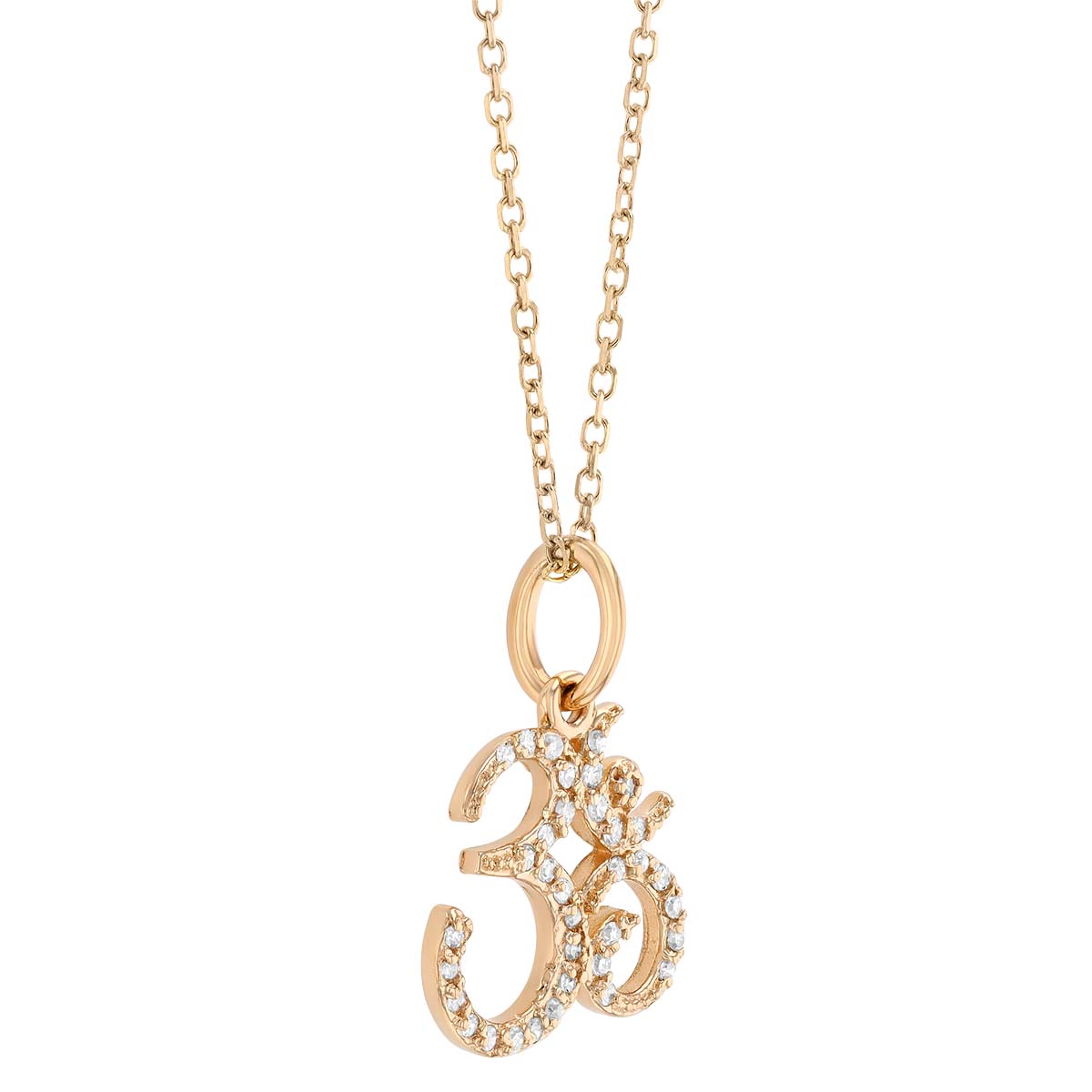Diamond Pavé Om Pendant in Yellow Gold, 18