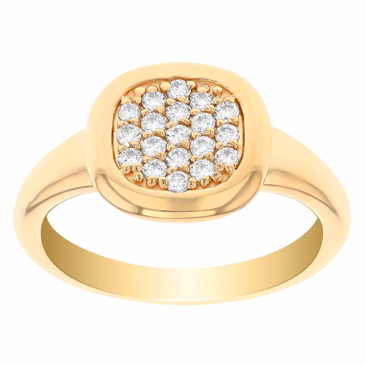 Diamond Pavé Cushion Shape Ring in Yellow Gold