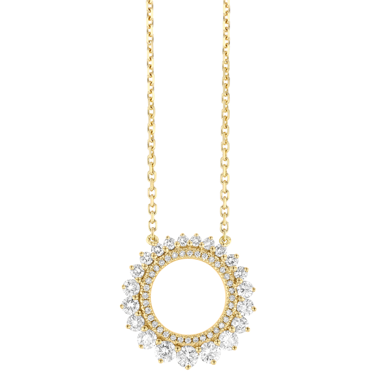 Graduated Diamond Open Circle Pendant in Yellow Gold, 18