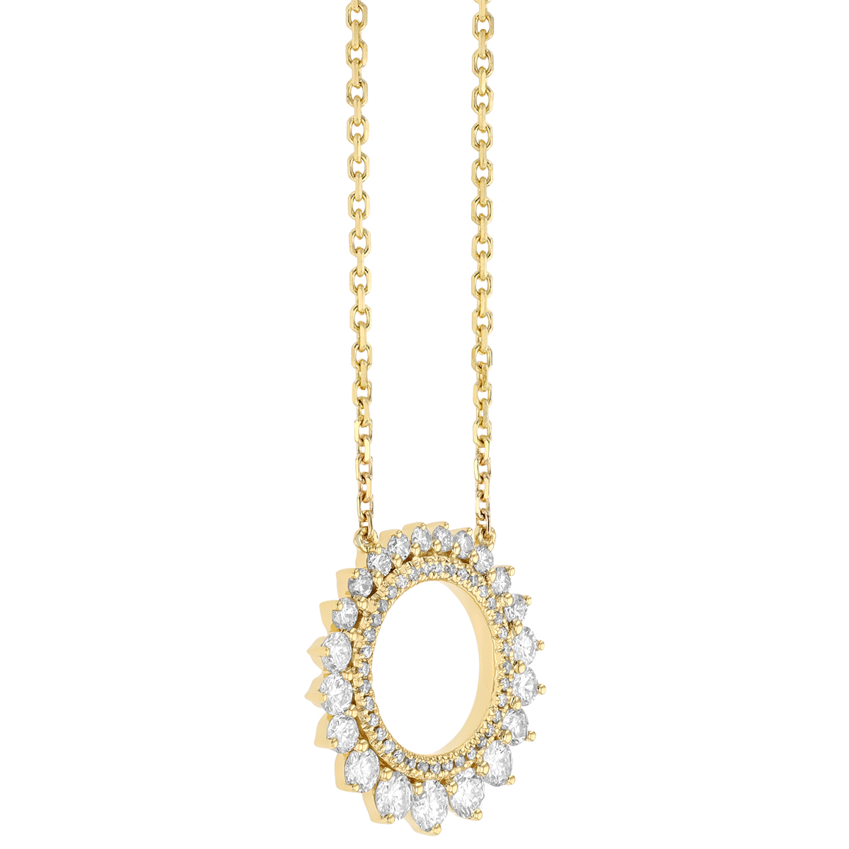 Graduated Diamond Open Circle Pendant in Yellow Gold, 18