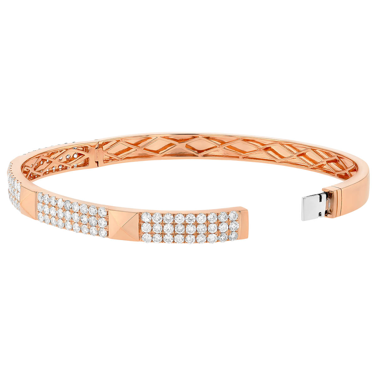 Diamond Pavé & Rose Gold Pyramid Shape Bangle Bracelet