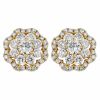 Diamond Floral Cluster Stud Earrings in Yellow Gold