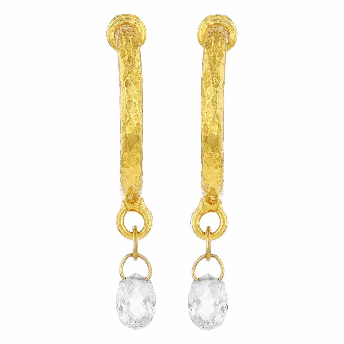 Gurhan Diamond Briolette Dangle Hoop Earrings in Yellow Gold