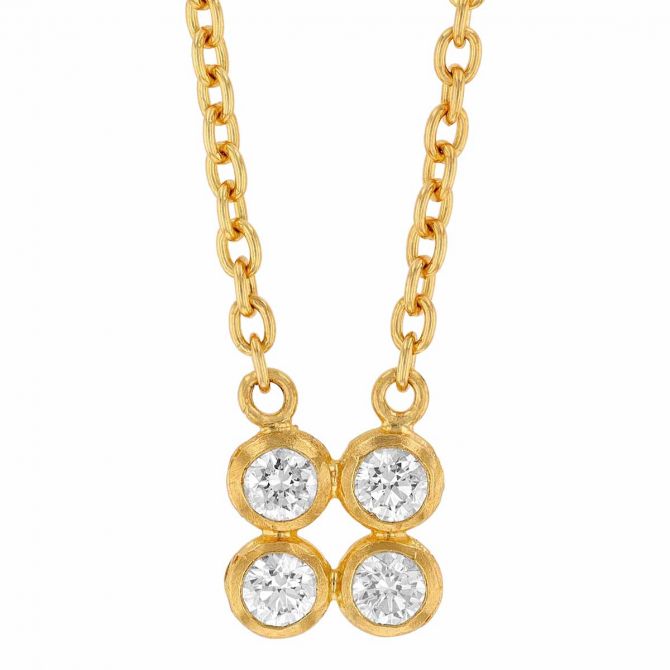 Gurhan Bezel Set Diamond Quartet Pendant in Yellow Gold, 18"