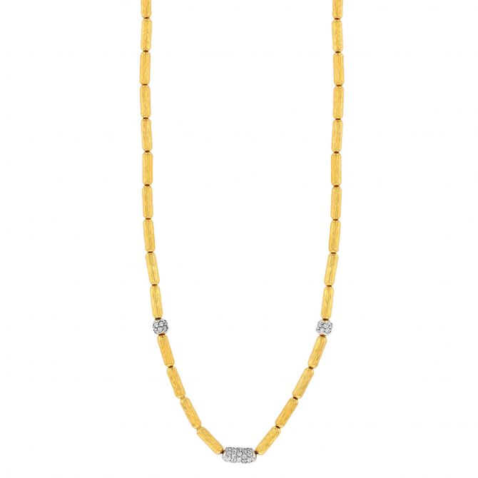 Gurhan Diamond Pavé & Long Rounded Yellow Gold Link Necklace in Two Tone, 18"