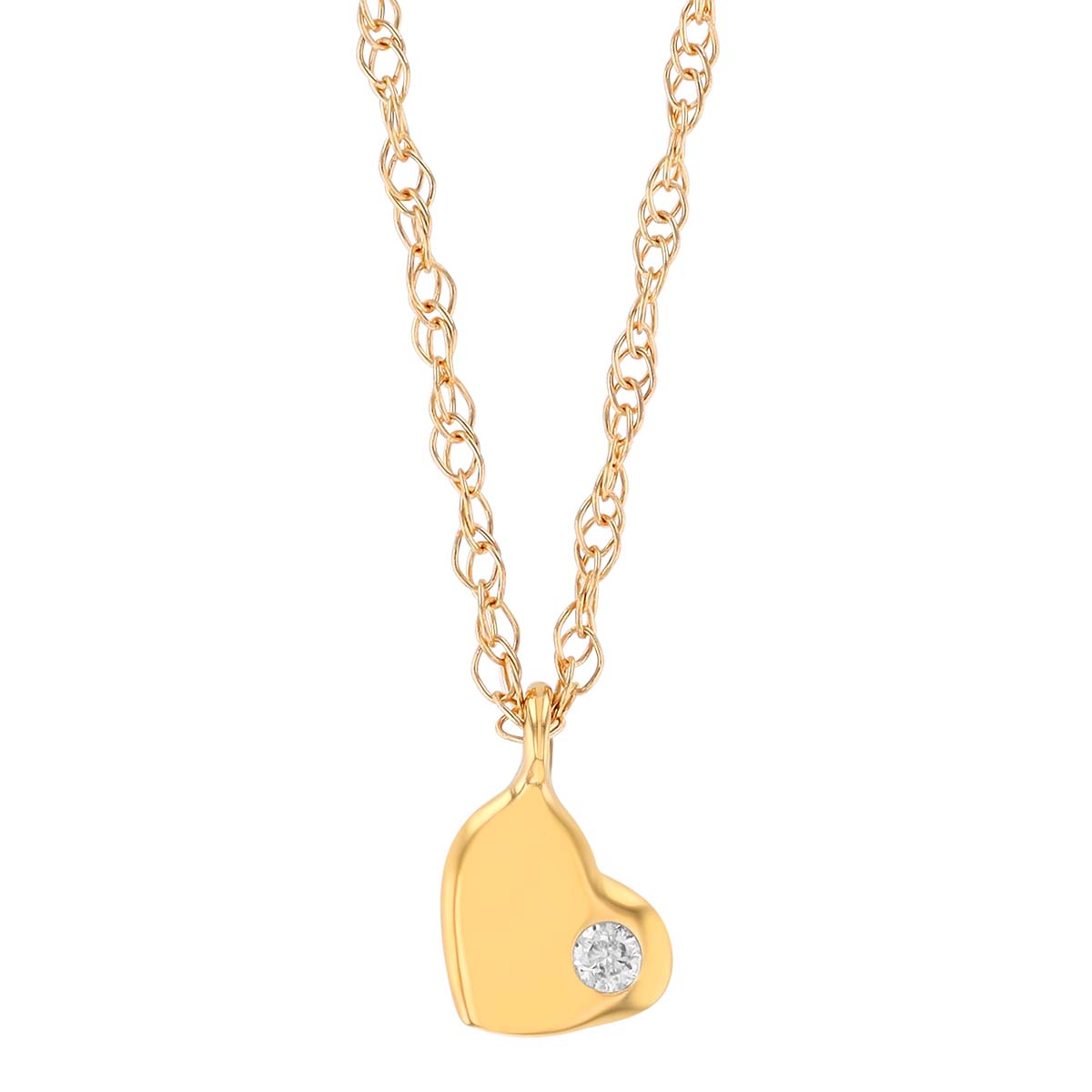Diamond Flush Set Heart Pendant in Yellow Gold, 18