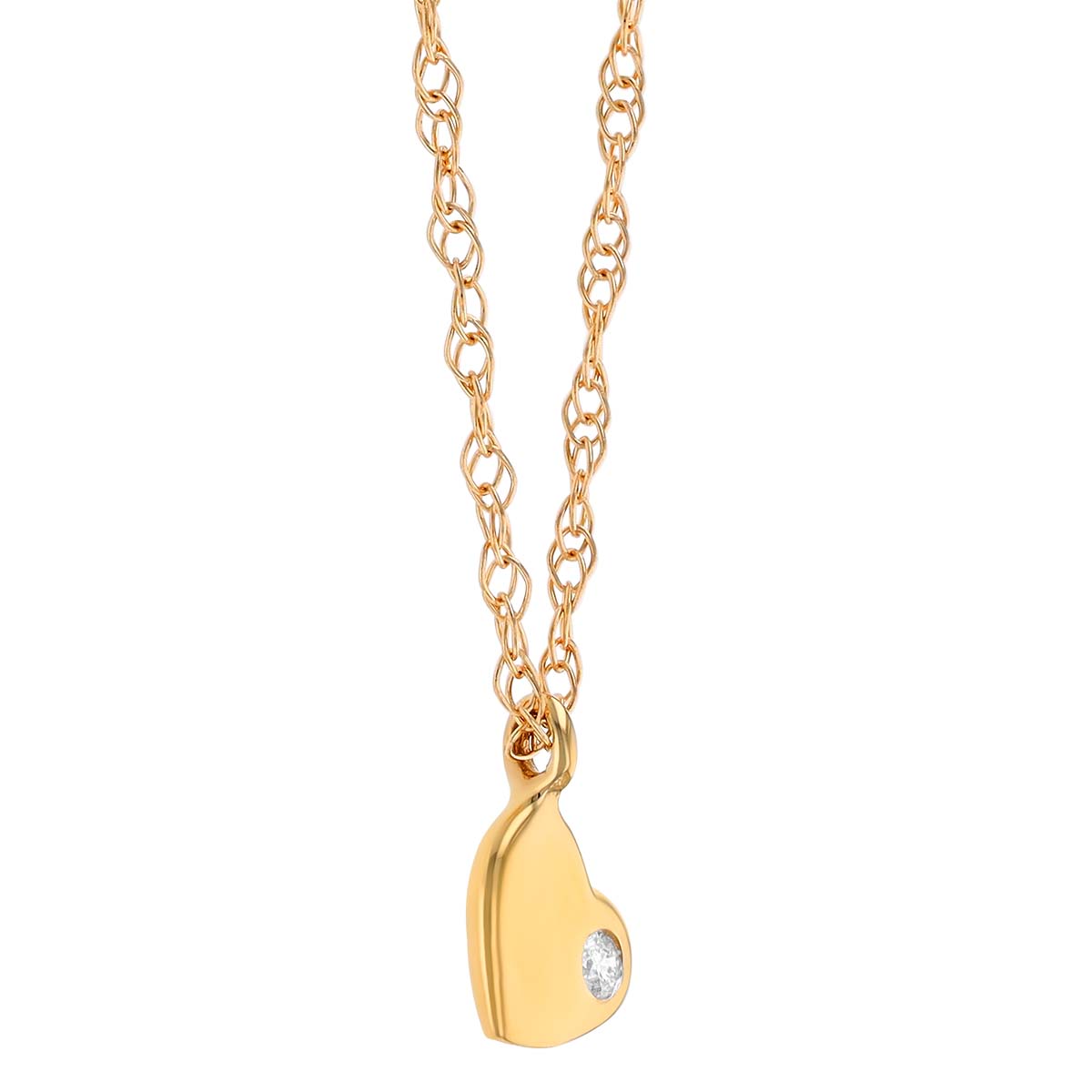 Diamond Flush Set Heart Pendant in Yellow Gold, 18