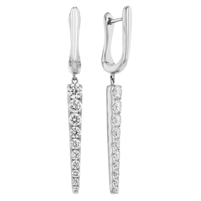 Frederic Sage Diamond Spike Dangle Earrings in White Gold