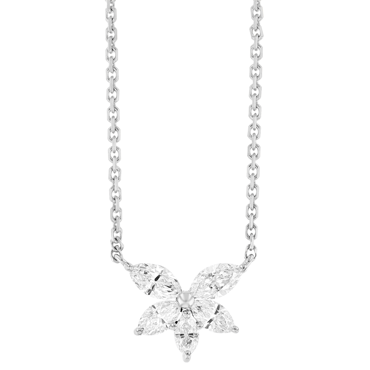 Frederic Sage Marquise Diamond Floral Pendant in White Gold, 18