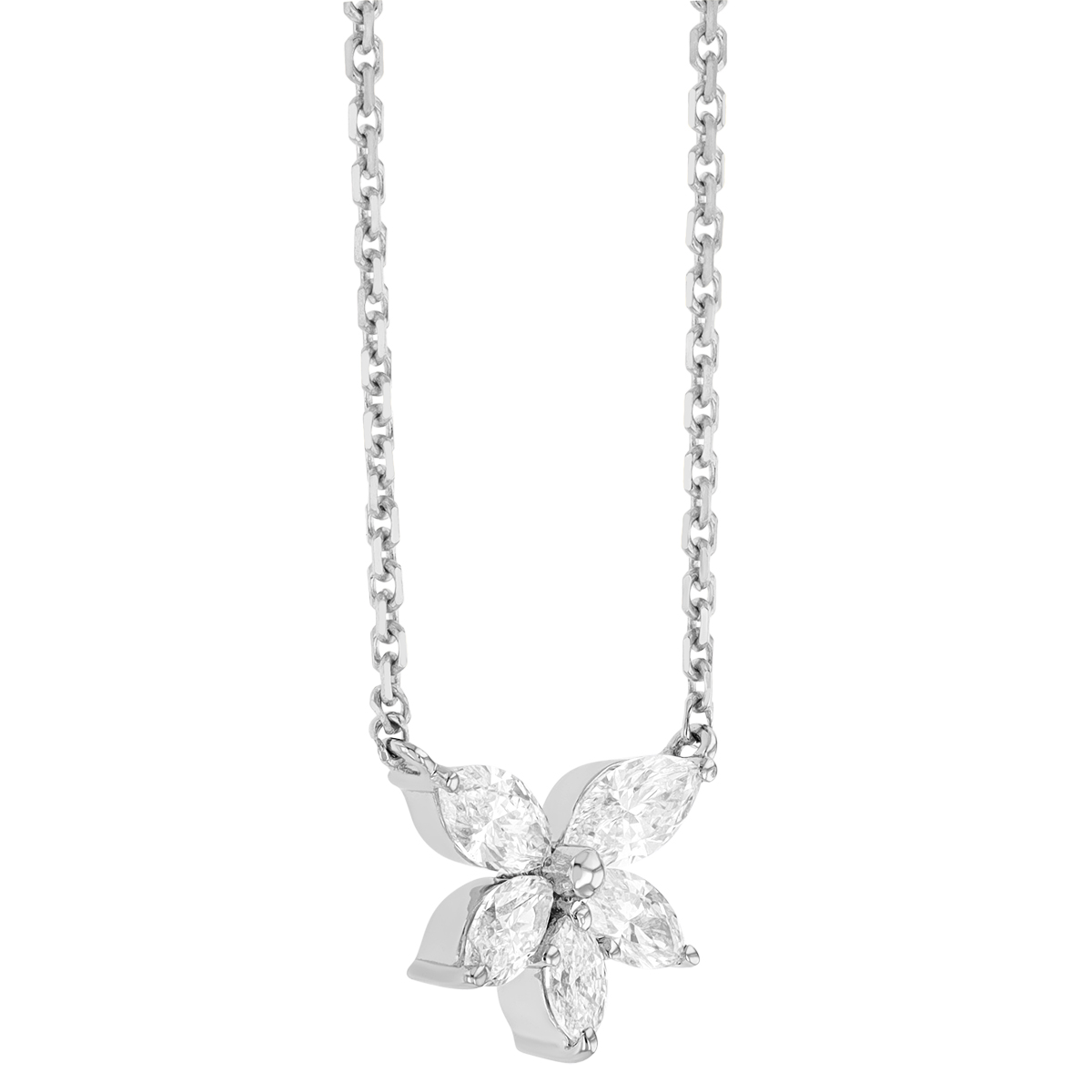 Frederic Sage Marquise Diamond Floral Pendant in White Gold, 18