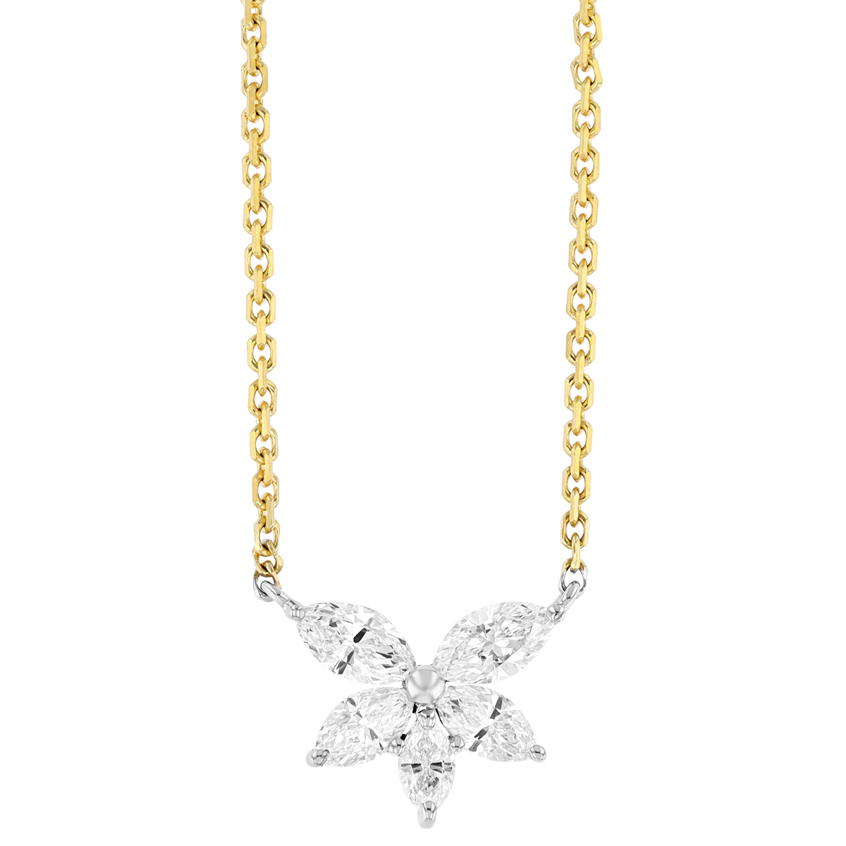 Frederic Sage Marquise Diamond Floral Pendant in Two Tone, 18