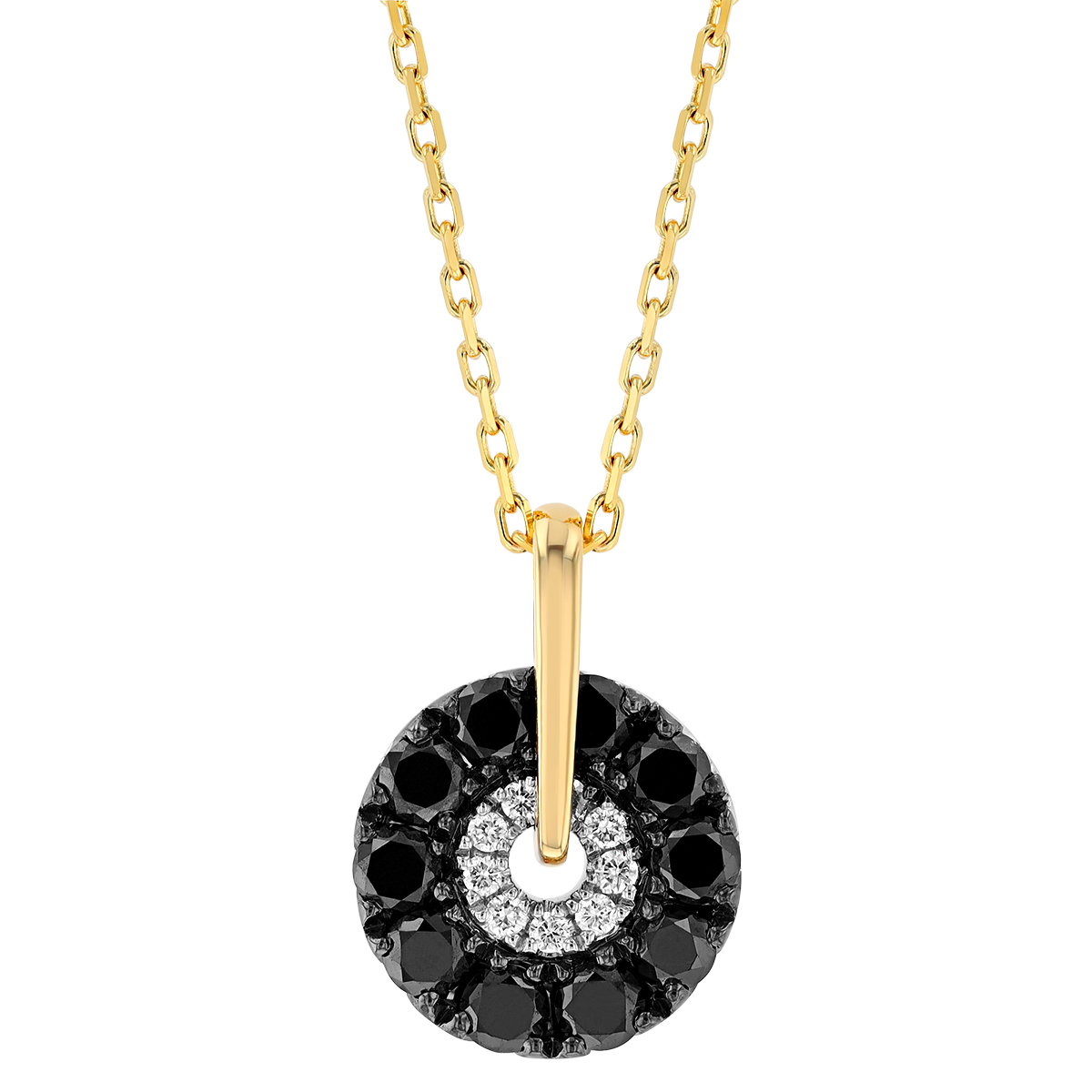 Frederic Sage Firenze Black & White Diamond Open Disc Pendant in Two Tone Gold, 18