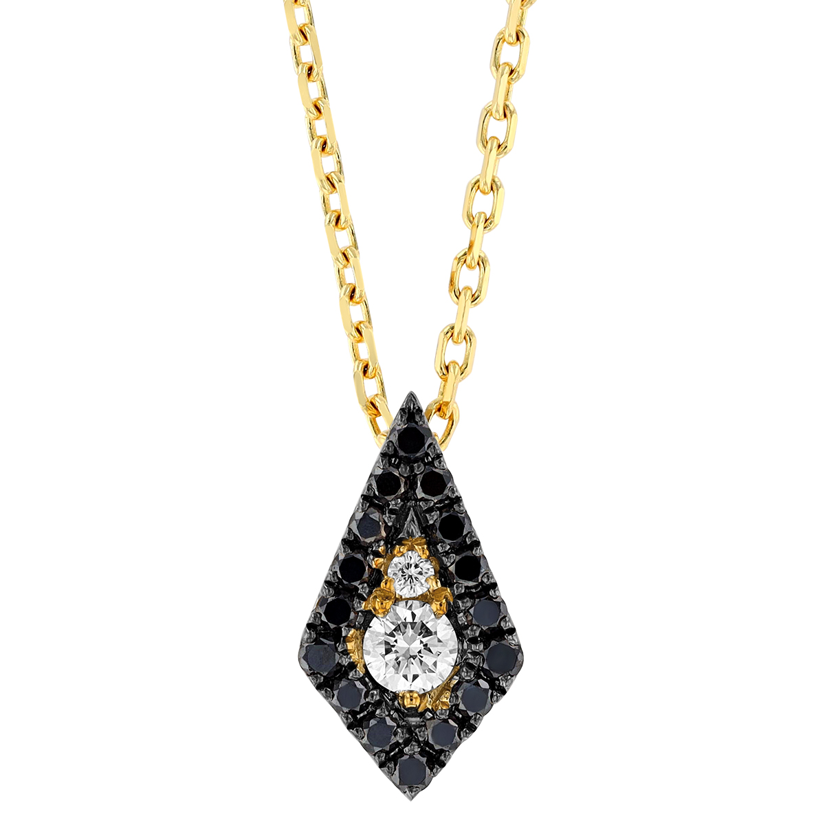 Frederic Sage Firenze Black & White Diamond Kite Shaped Pendant in Yellow Gold, 18