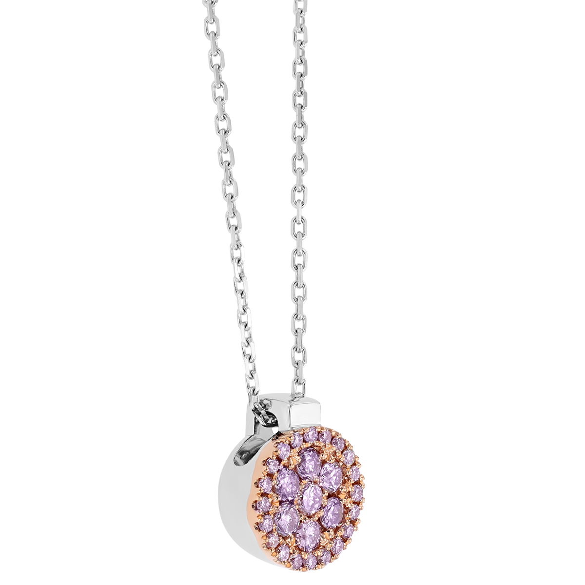 Frederic Sage Firenze Pink Diamond Pavé Cluster Circle Pendant in Rose & White Gold, 18