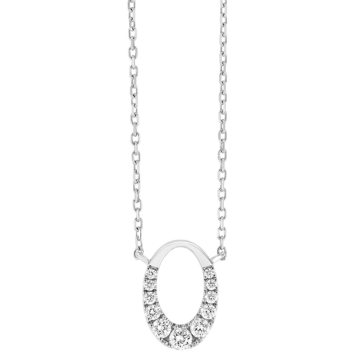 Frederic Sage Graduated Diamond Oval Pendant in White Gold, 18