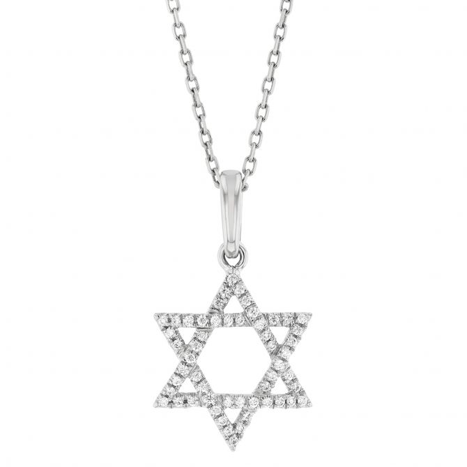 Frederic Sage Diamond Star of David Pendant in  White Gold, 18"