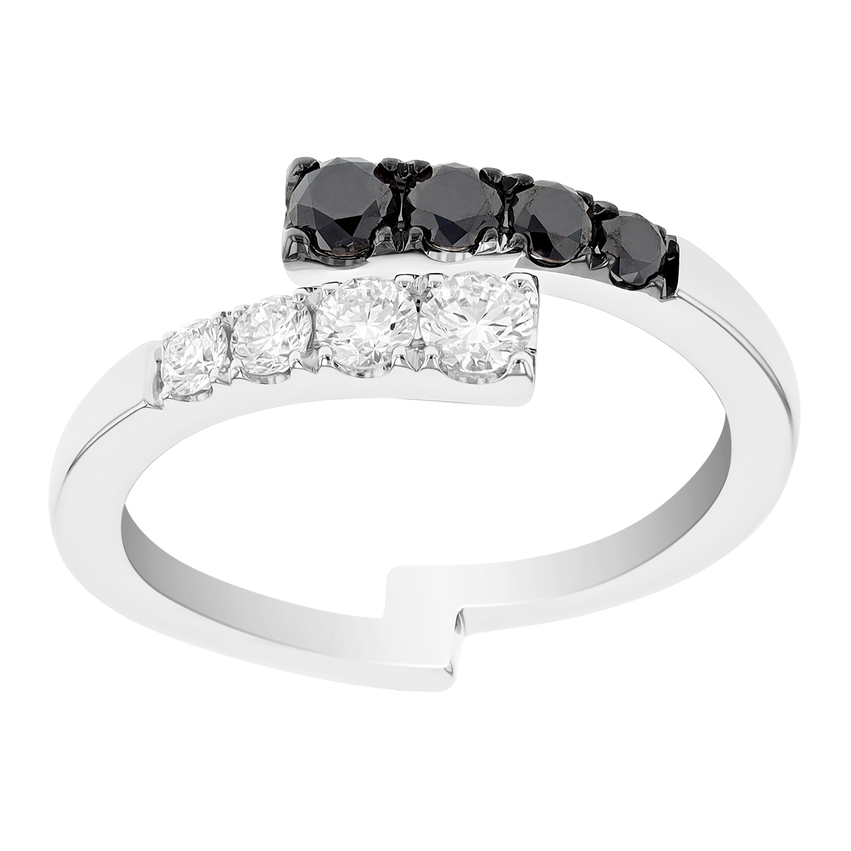 Frederic Sage Black & White Diamond Bypass Ring in White Gold