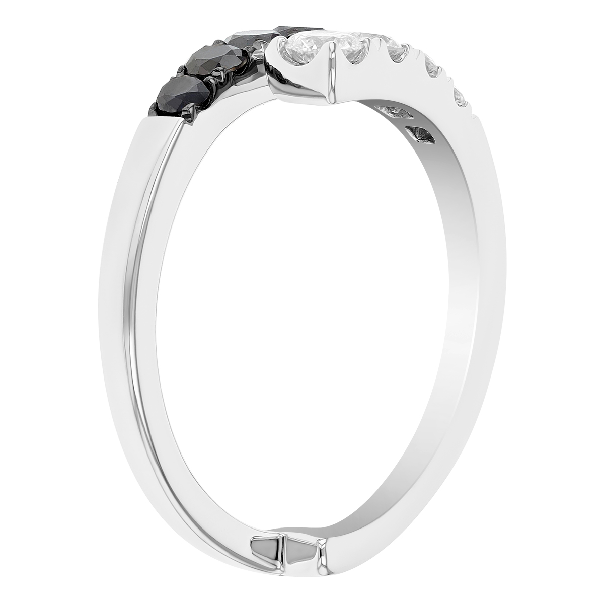Frederic Sage Black & White Diamond Bypass Ring in White Gold