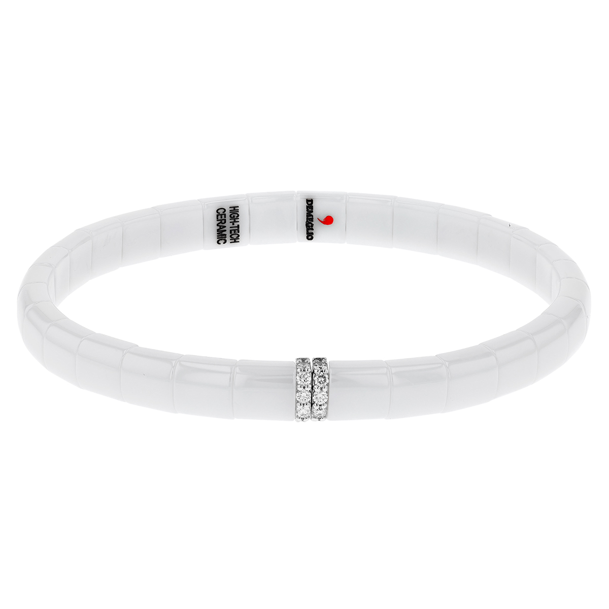 Roberto Demeglio Double Diamond Station & White Ceramic Stretch Bracelet