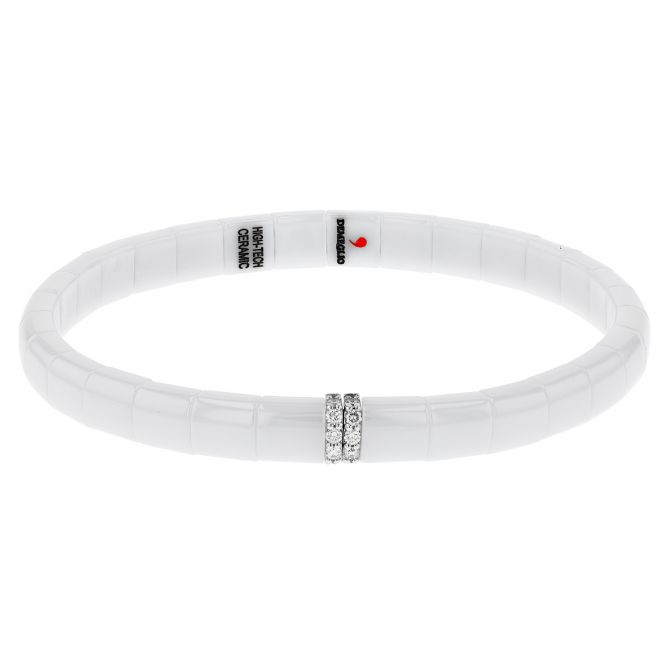 Roberto Demeglio Double Diamond Station & White Ceramic Stretch Bracelet