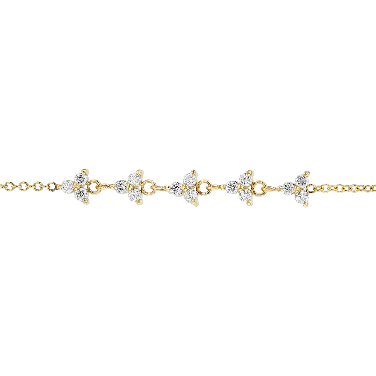 Zoe Chicco Diamond Trio 5 Cluster Bracelet in Yellow Gold