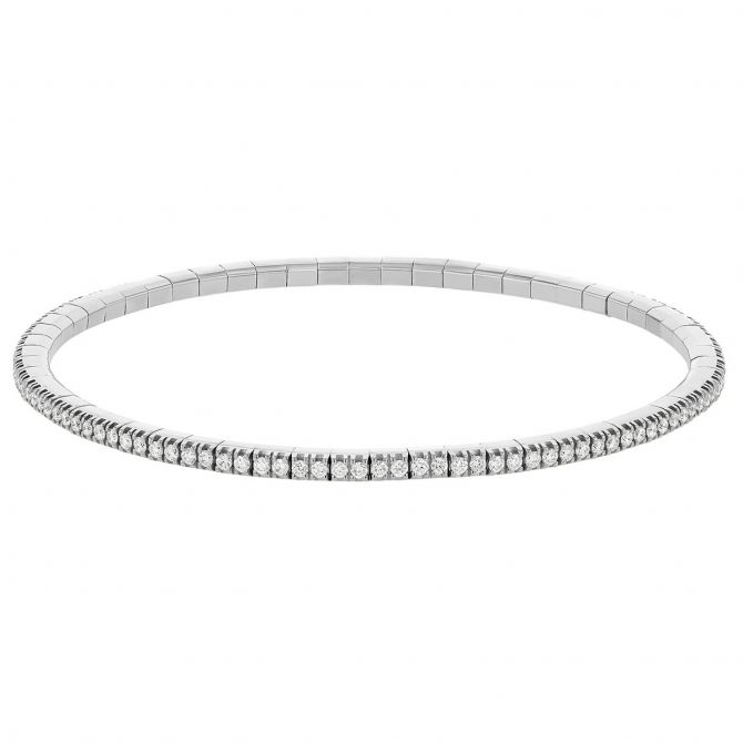 Demeglio Extensible Diamond Stretch Tennis Bracelet in White Gold, 2.30 cttw