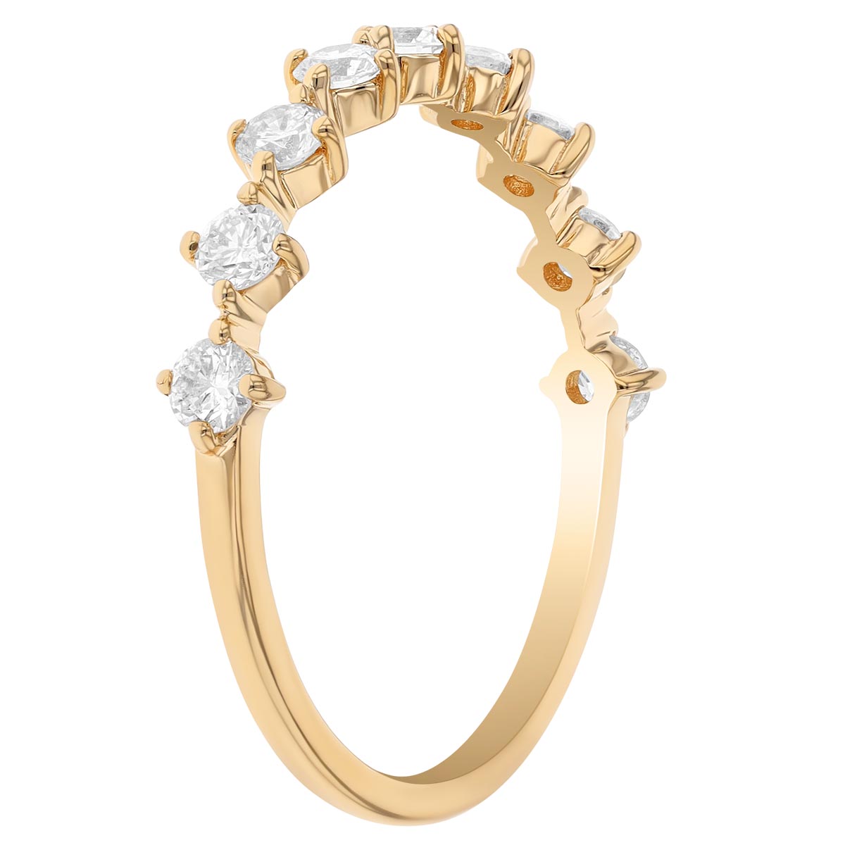 Round Diamond Single Row Stacking Ring in Yellow Gold