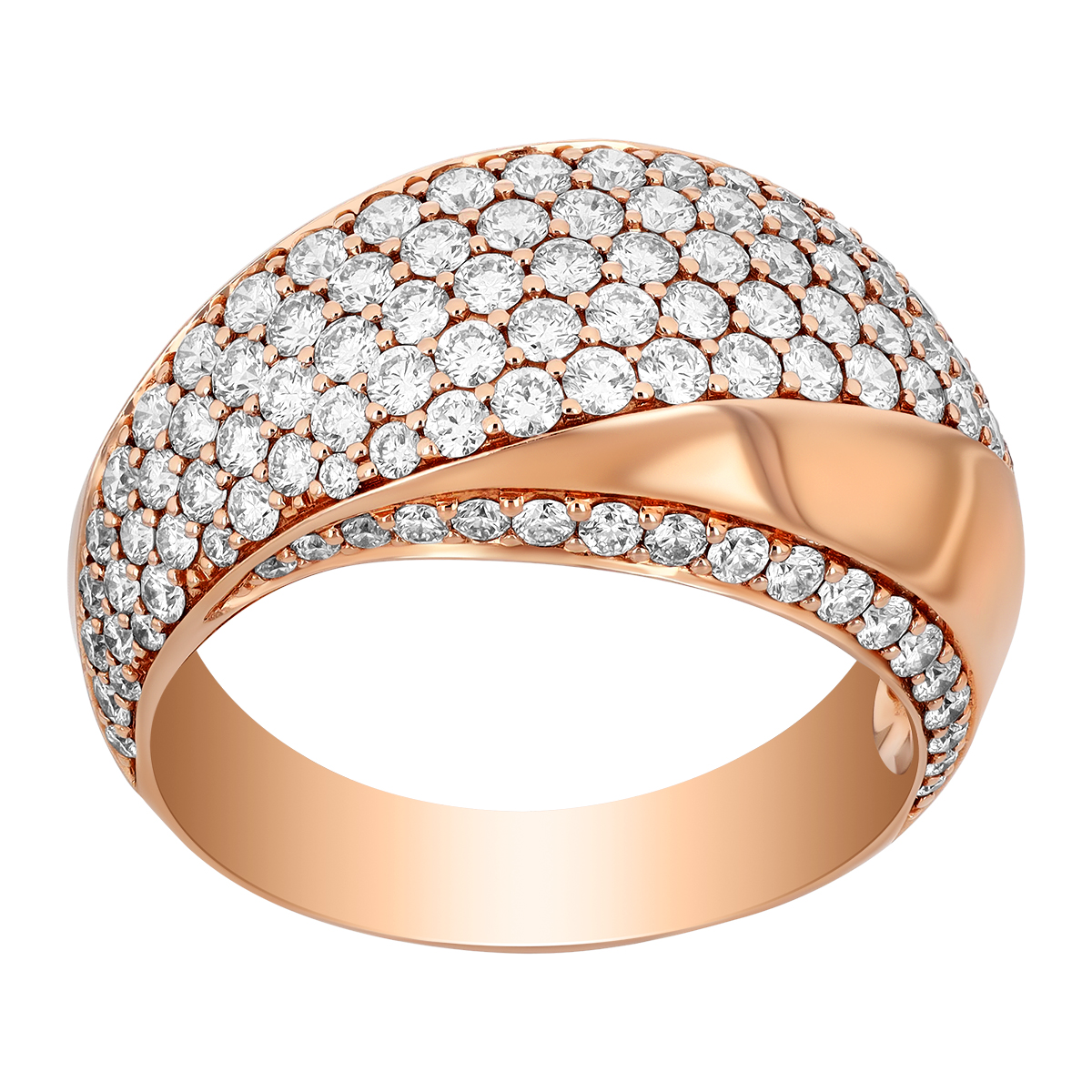 Diamond Pave Swirl Domed Ring in Rose Gold