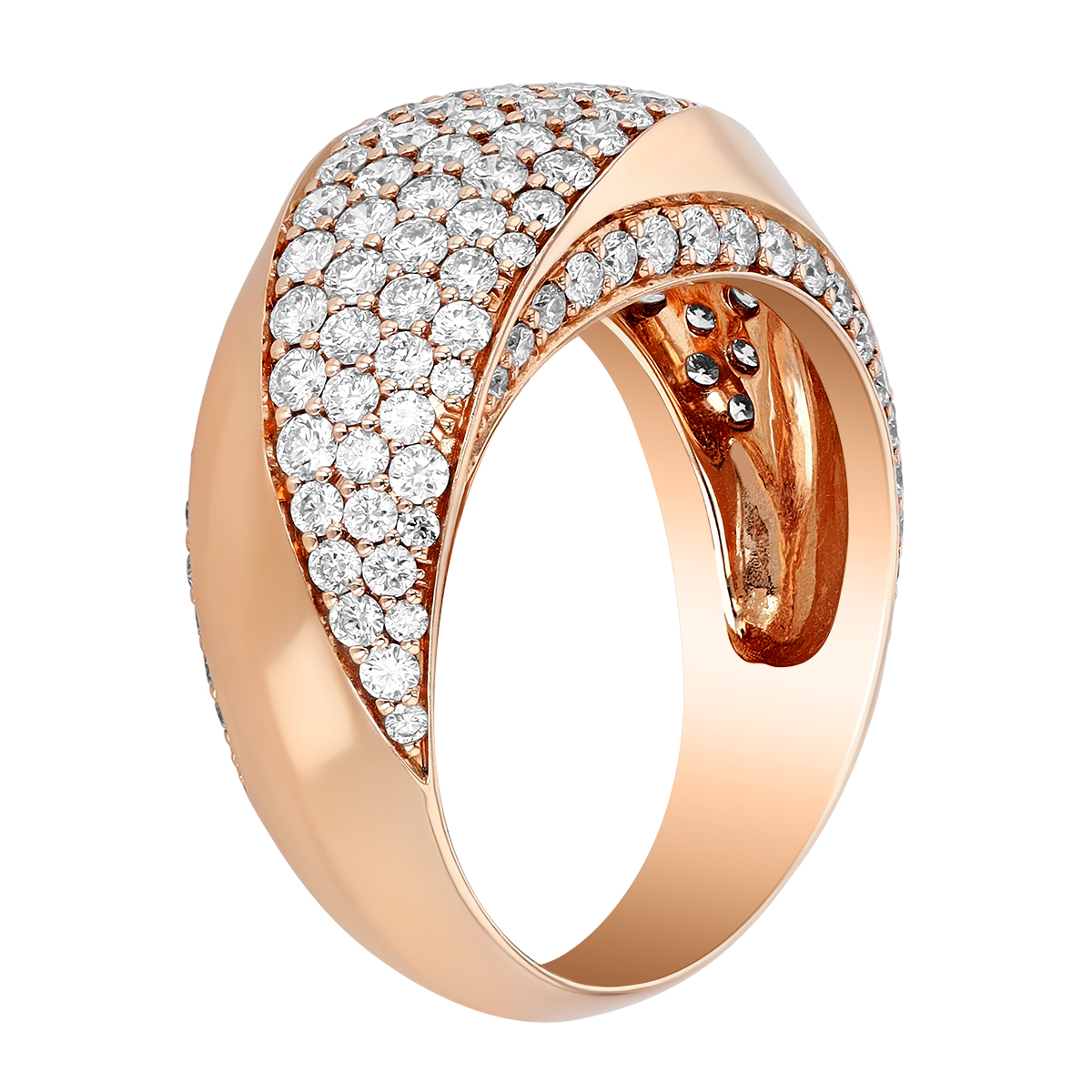 Diamond Pave Swirl Domed Ring in Rose Gold