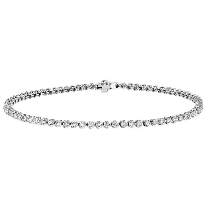 Roberto Coin Round Diamond Tennis Bracelet in White Gold, 7.25", 1.55 cttw