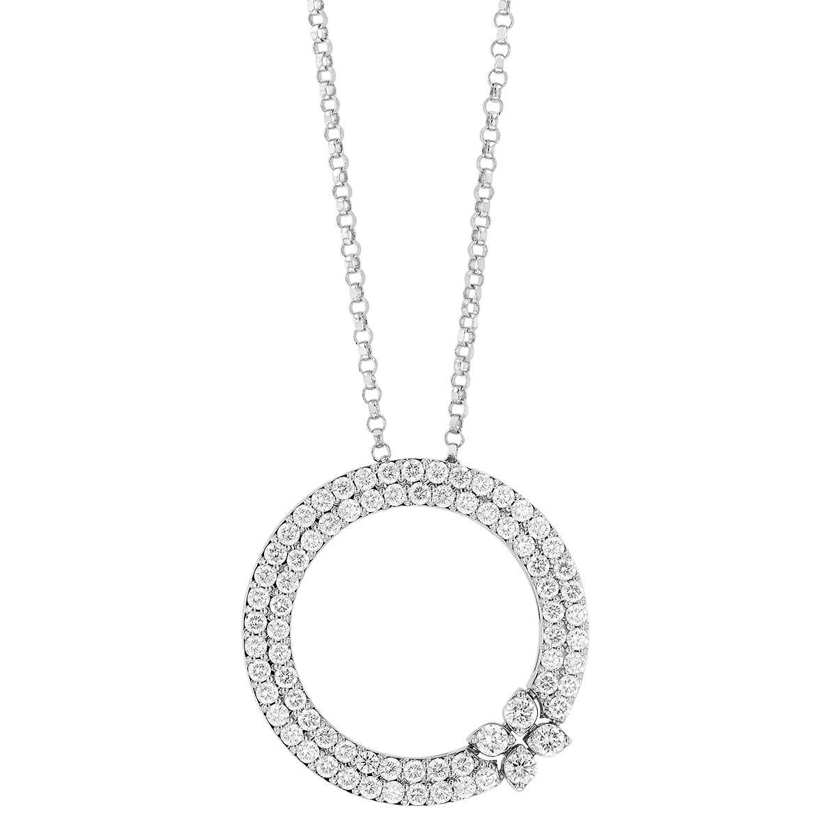 Roberto Coin Love in Verona Diamond Pavé Circle Pendant in White Gold