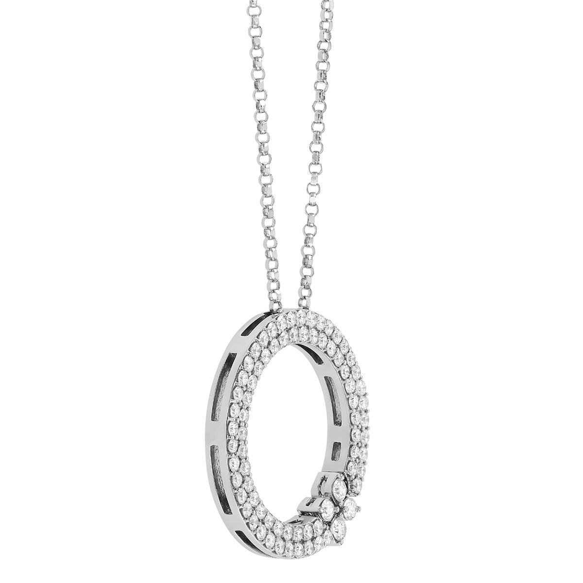 Roberto Coin Love in Verona Diamond Pavé Circle Pendant in White Gold
