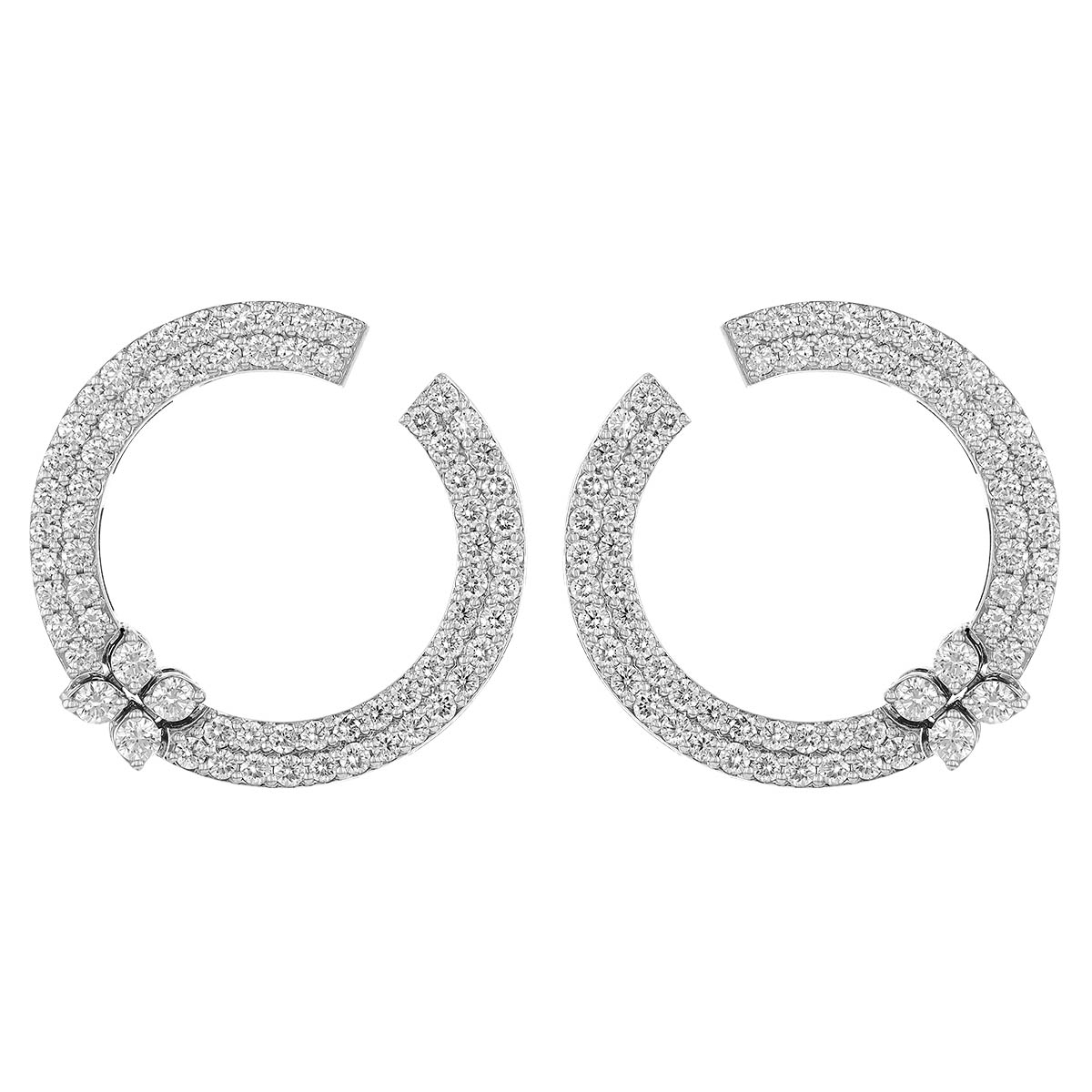 Roberto Coin Love in Verona Diamond Pavé Circle Earrings in White Gold