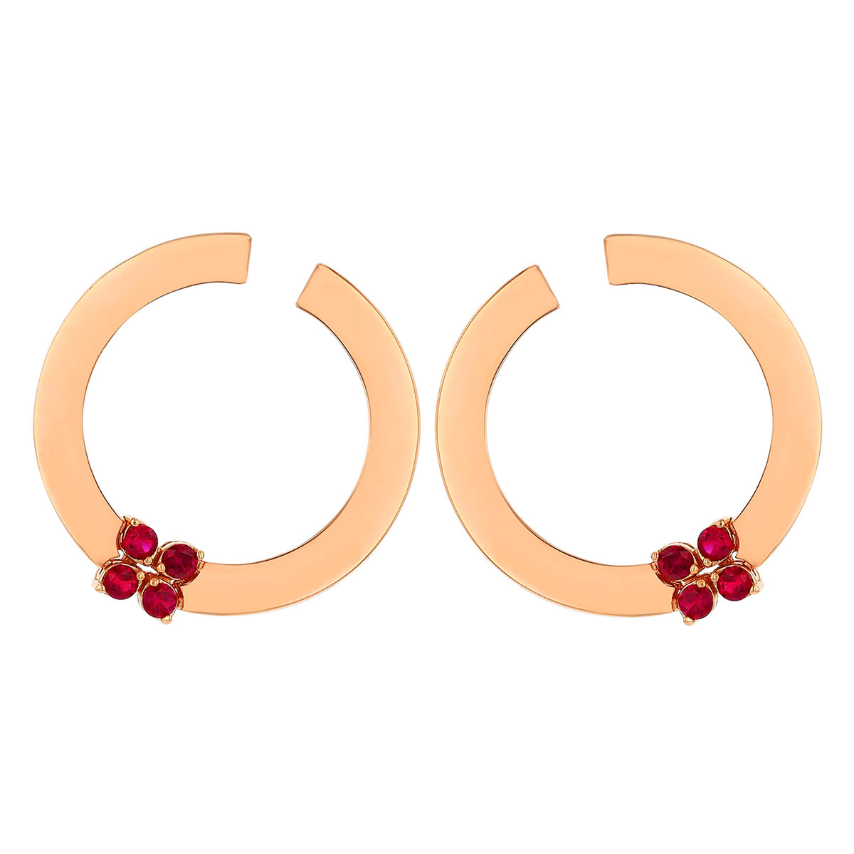 Roberto Coin Love in Verona Ruby Front-to-Back Hoop Earrings in Rose Gold
