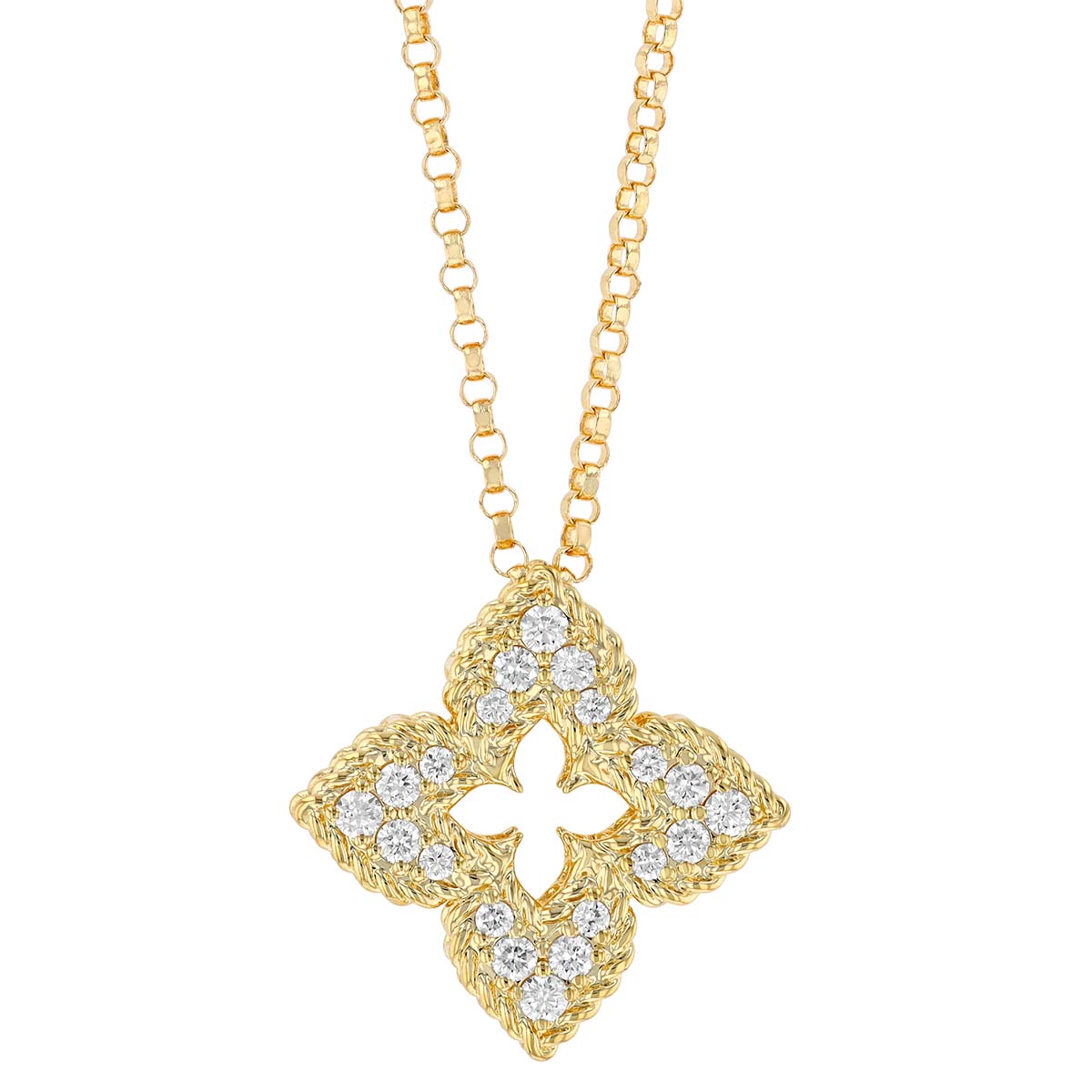 Roberto Coin Venetian Princess Diamond Small Flower Pendant in Yellow Gold