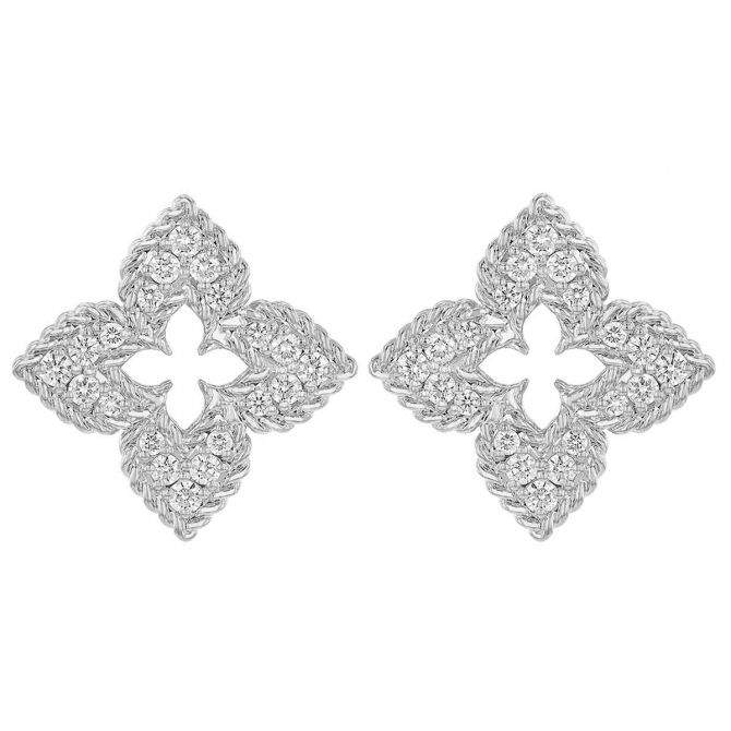 Roberto Coin Venetian Princess Diamond Small Flower Stud Earrings