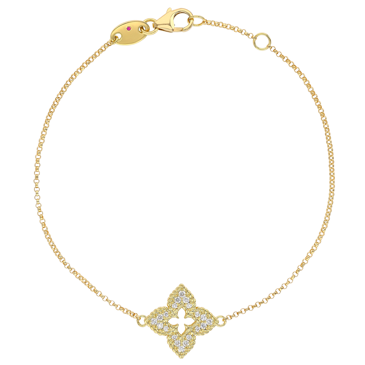 Roberto Coin Venetian Princess Diamond Small Flower Bracelet in 18K Gold