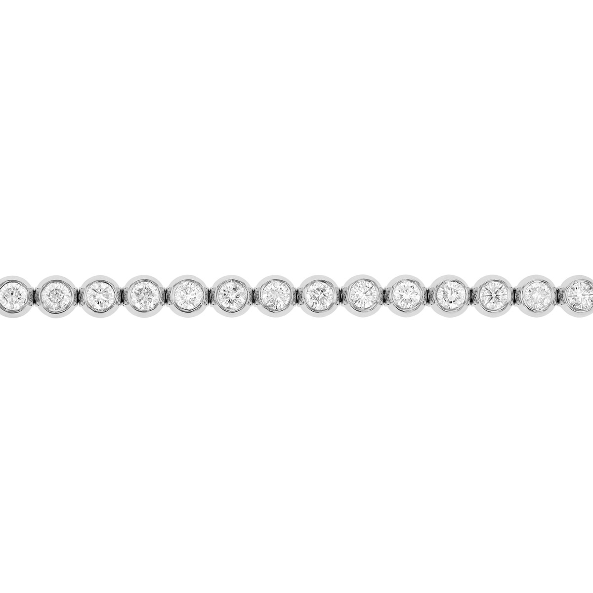 Bezel Set Round Diamond Tennis Bracelet in White Gold, 7