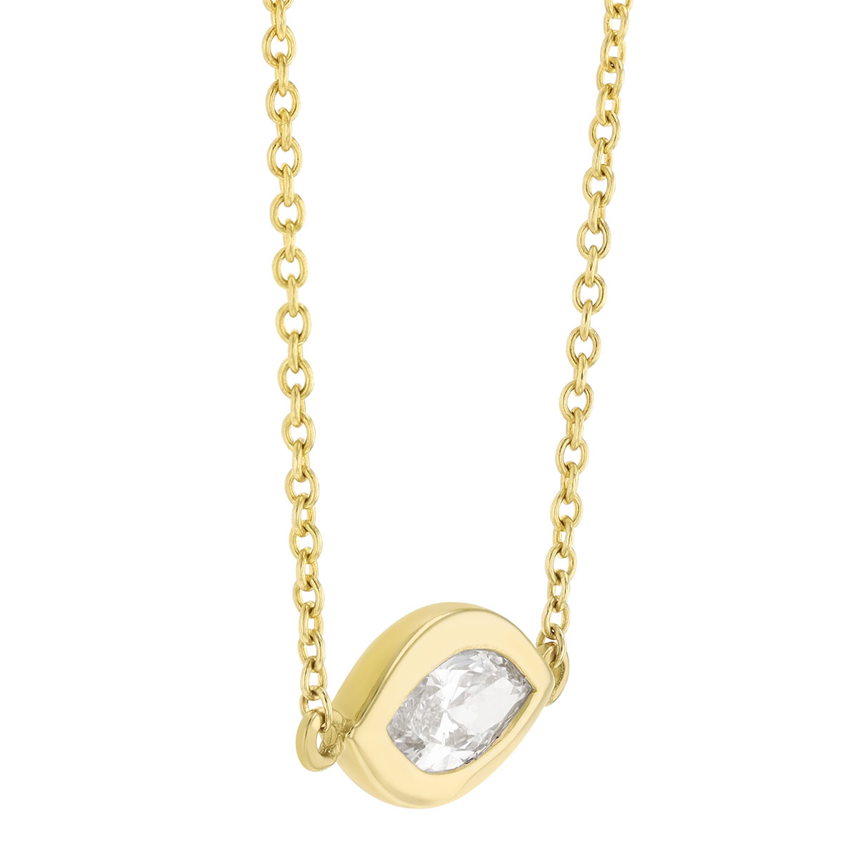 Marquise Diamond Solitaire Bezel Set Pendant in Yellow Gold