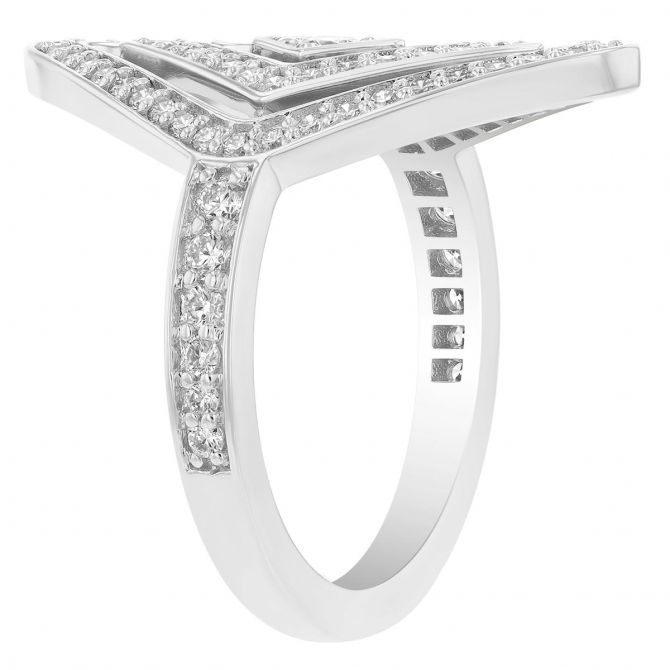 Roberto Coin Diamante Diamond Double Geometric Ring in 18K Gold, Size 8