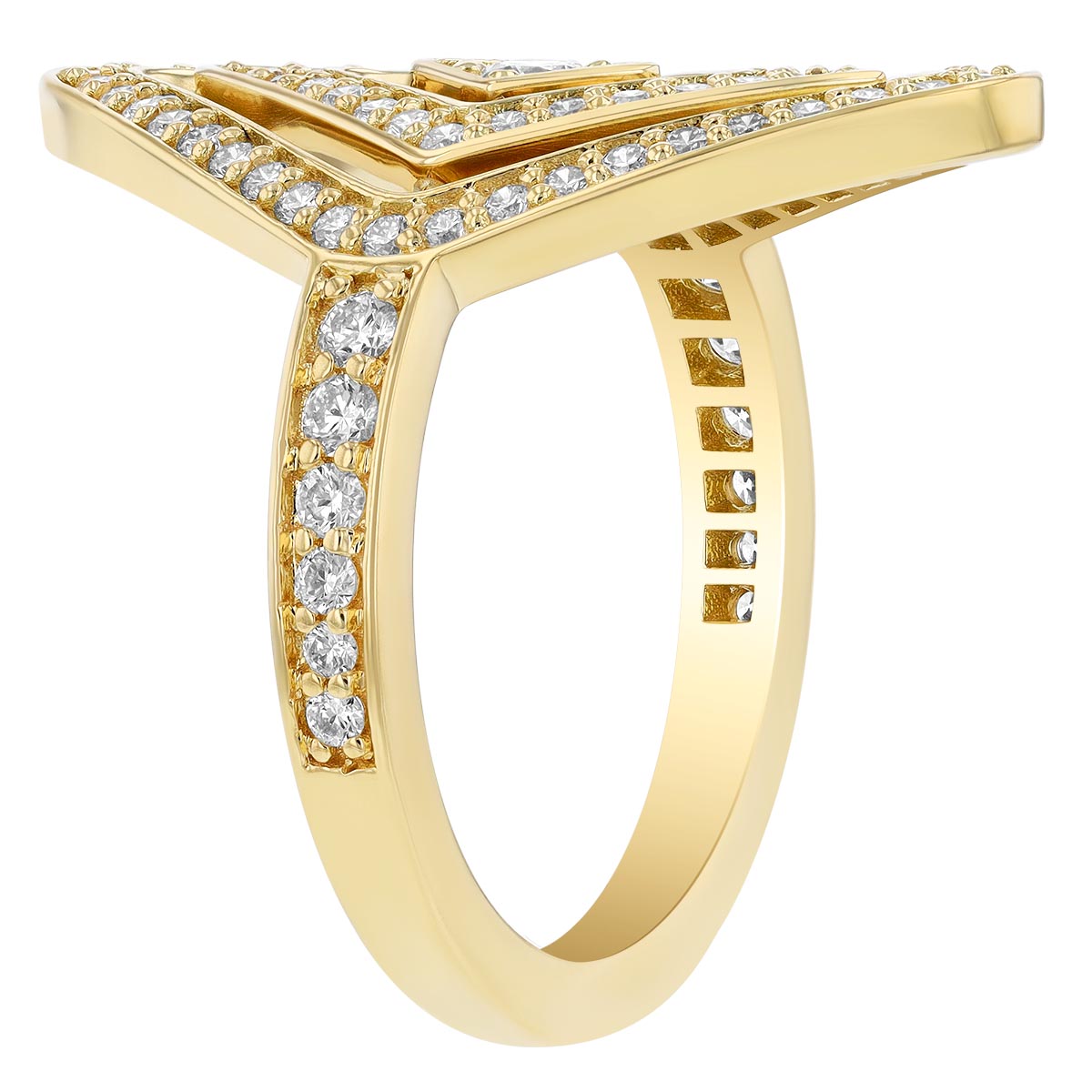 Roberto Coin Diamante Diamond Double Geometric Ring in 18K Gold, Size 6