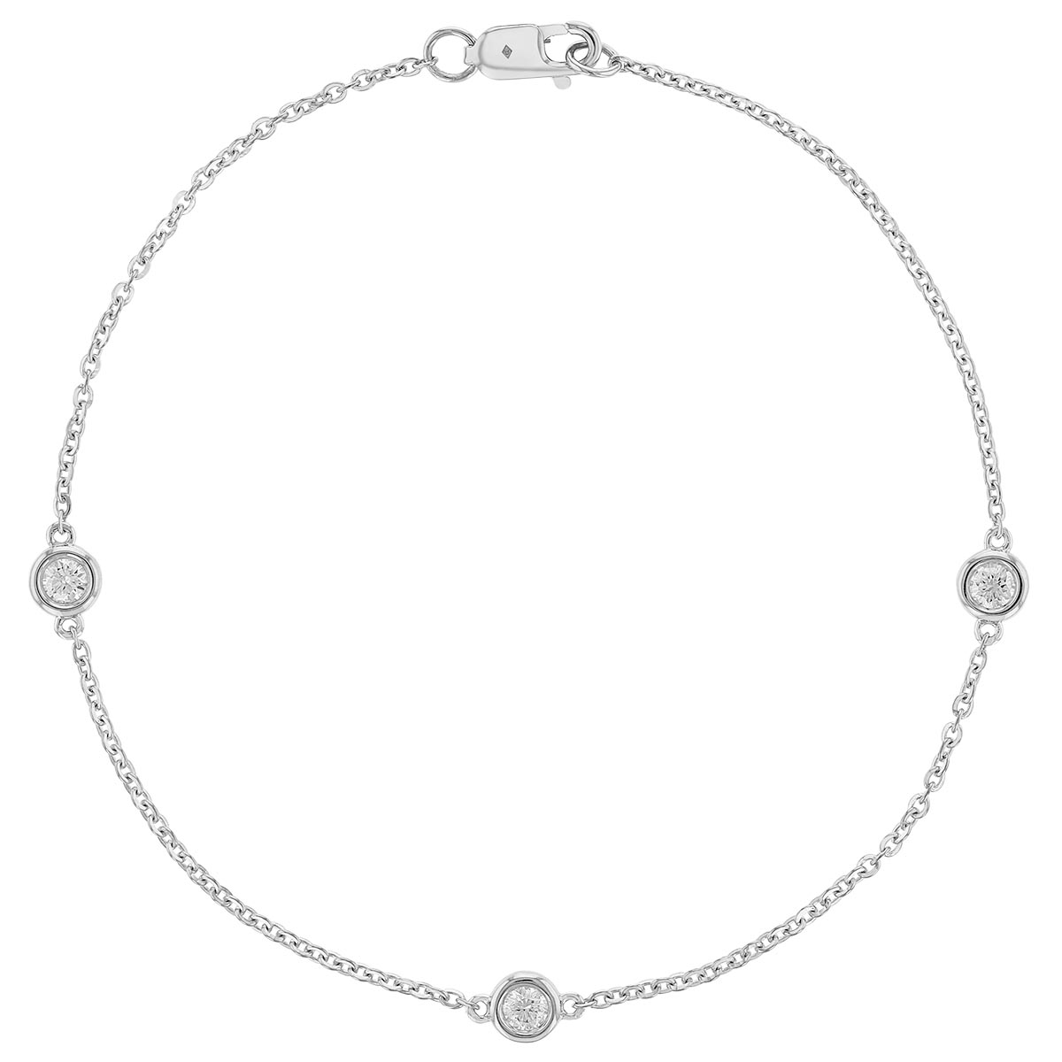 Borsheims Signature Collection Diamond 3 Station Bracelet in White Gold ...