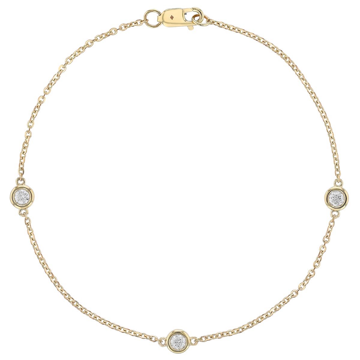 Borsheims Signature Collection Diamond 3 Station Bracelet in 14K Gold, 7